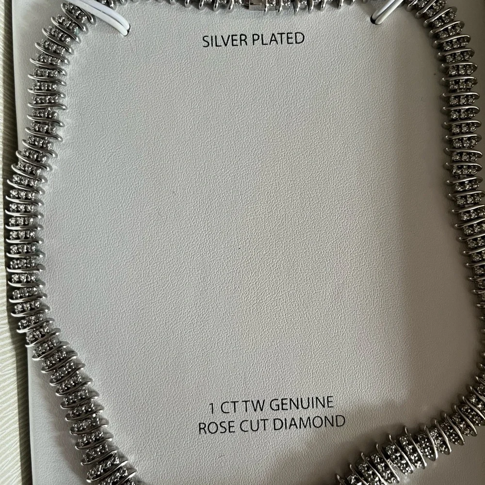 New Victoria Townsend 1 CT TW Genuine Rose Cut Diamond Silver Necklace $400